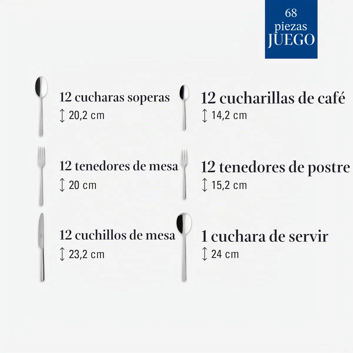 Villeroy & Boch Louis Cubiertos de mesa para 12 personas, 68 piezas, Acero inoxidable