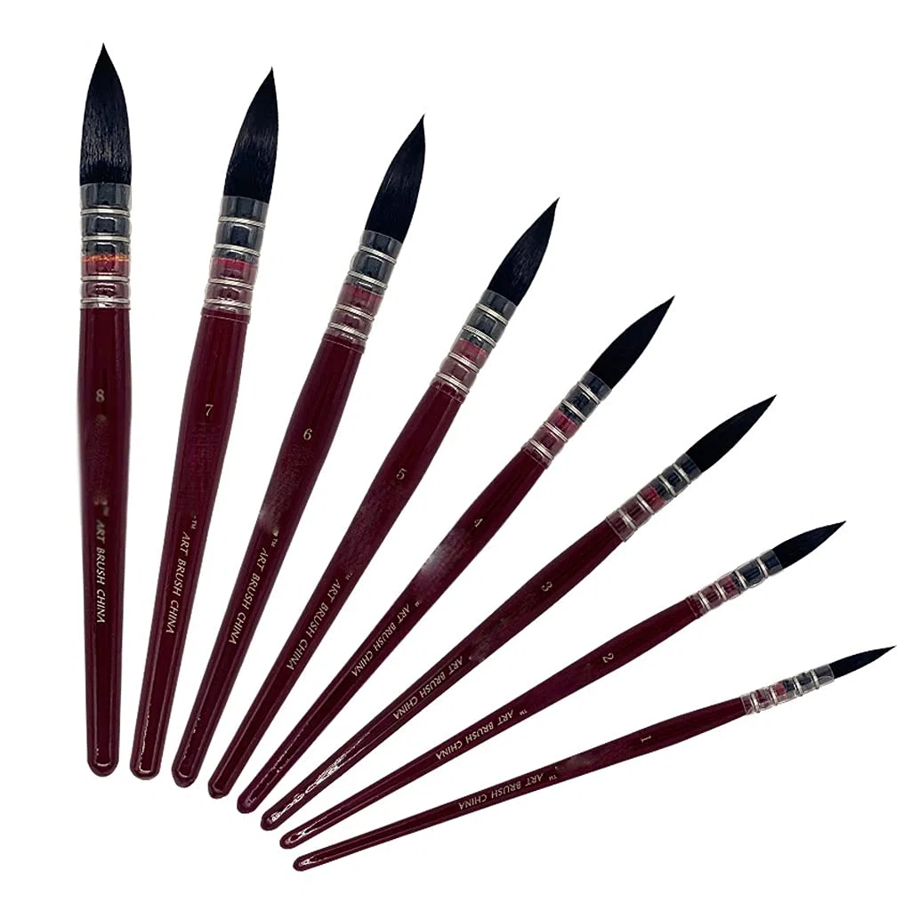 8 Piezas de Pinceles de Acuarela, Pinceles de Pintura artística, Juego de Pinceles de Acuarela artística para Acuarela, Dibujo, Pintura artística