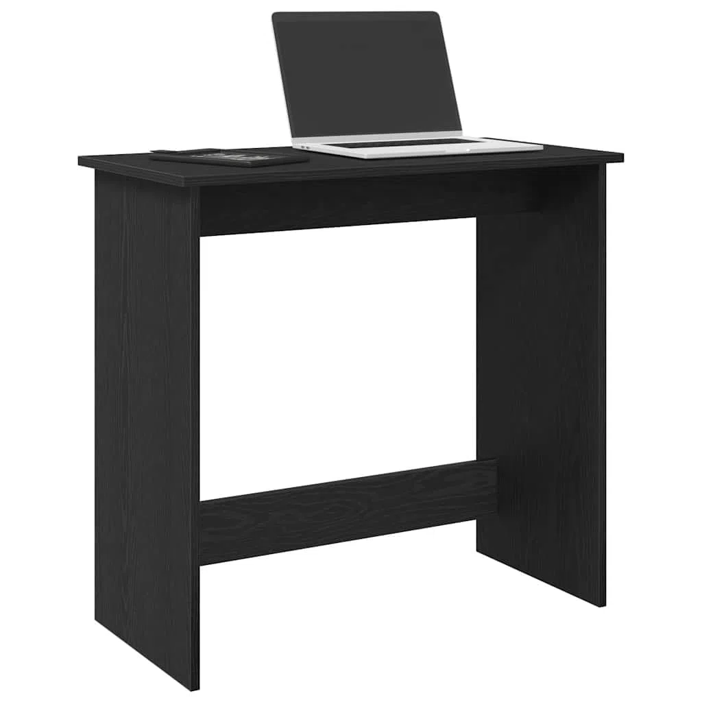 Escritorio negro 80 x 40 x 75 cm de material de madera, amplia superficie de trabajo para ordenador y utensilios de escritura, versátil en estudio, dormitorio, sala de estar