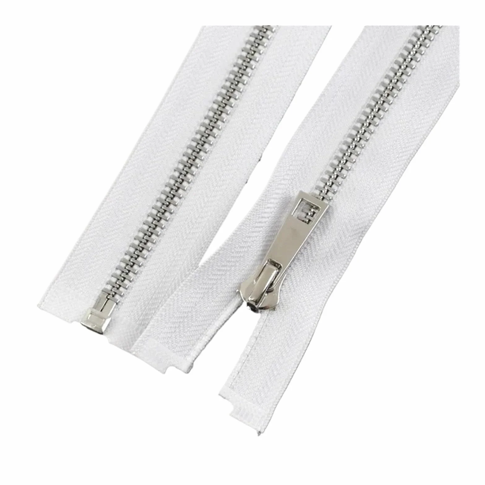 Cremallera de metal 5 #, 40/50/60/70/80 cm, apertura simple, dientes plateados, ropa, cierres de coser(60 cm, 5 # – 10 unidades)