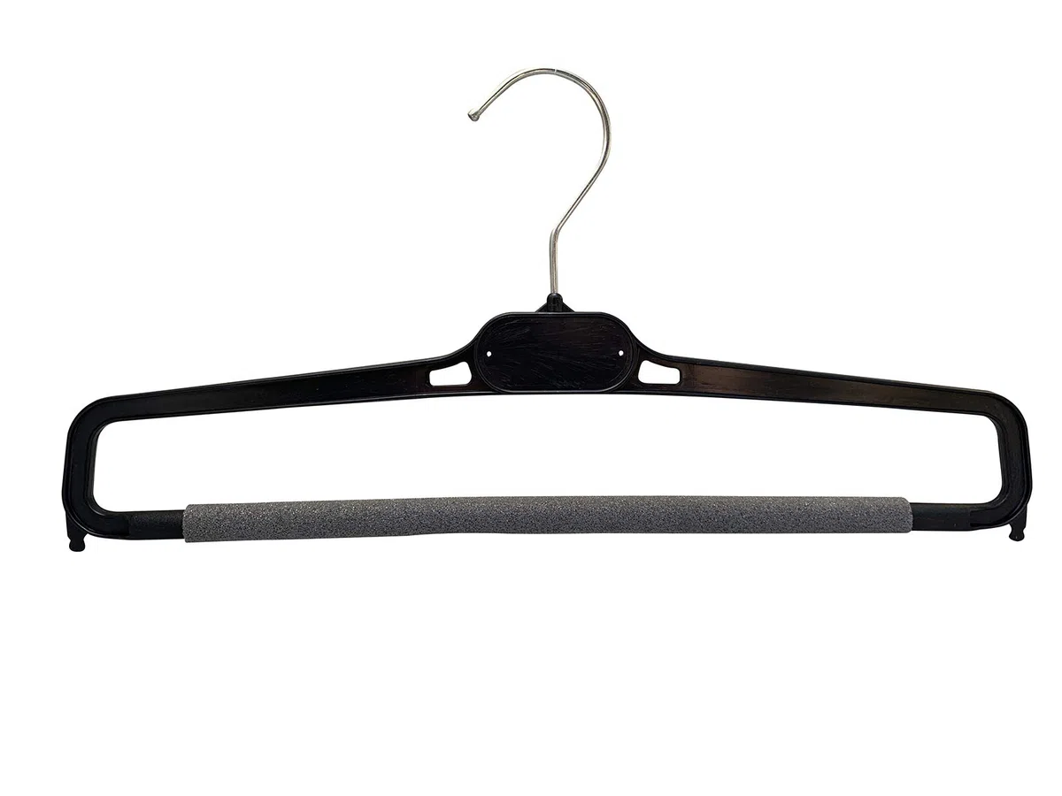 Kiroplast Perchas para Pantalones Perchas de Plástico Antideslizantes para Ahorrar Espacio 38cm (100, Negro)