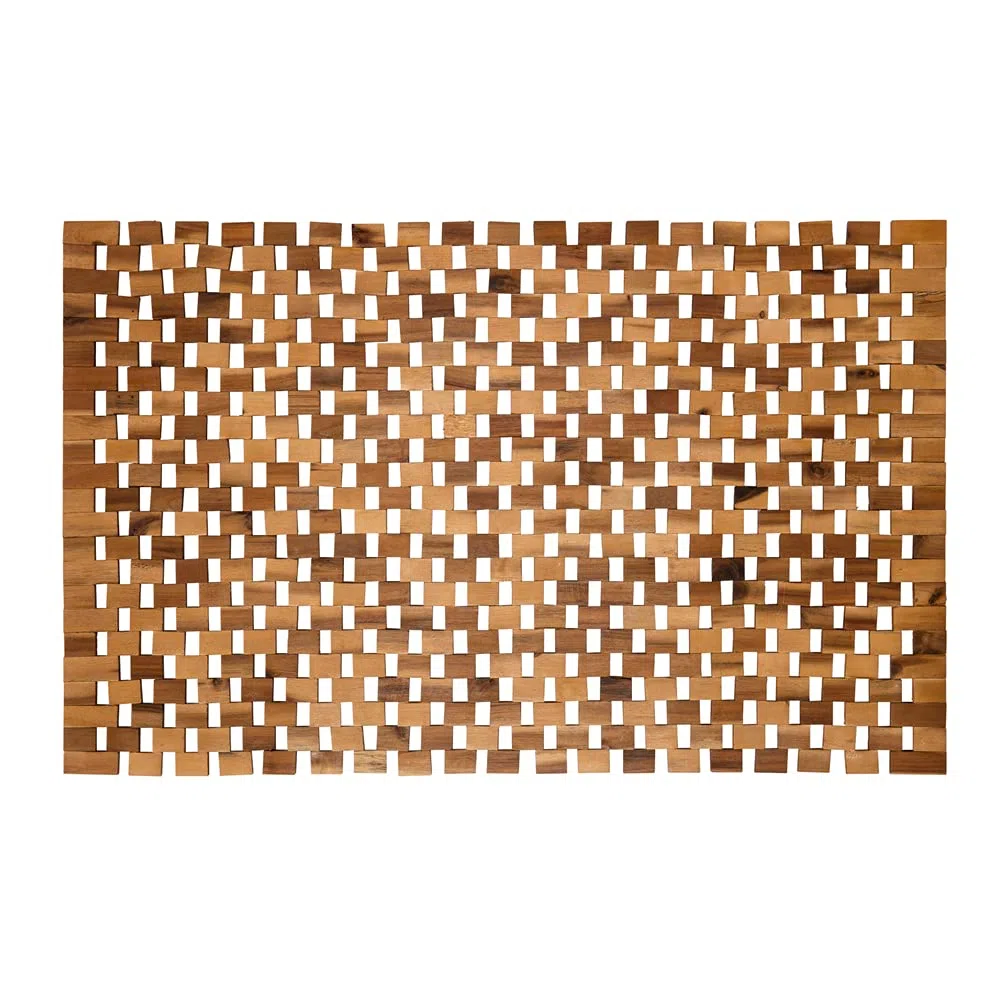 PANA® Eco - Alfombrilla de baño (madera, 60 x 100 cm, 100% madera de acacia) | Alfombrilla de madera de madera auténtica, producto natural, antideslizante, duradera, robusta, fácil de limpiar e higiénica