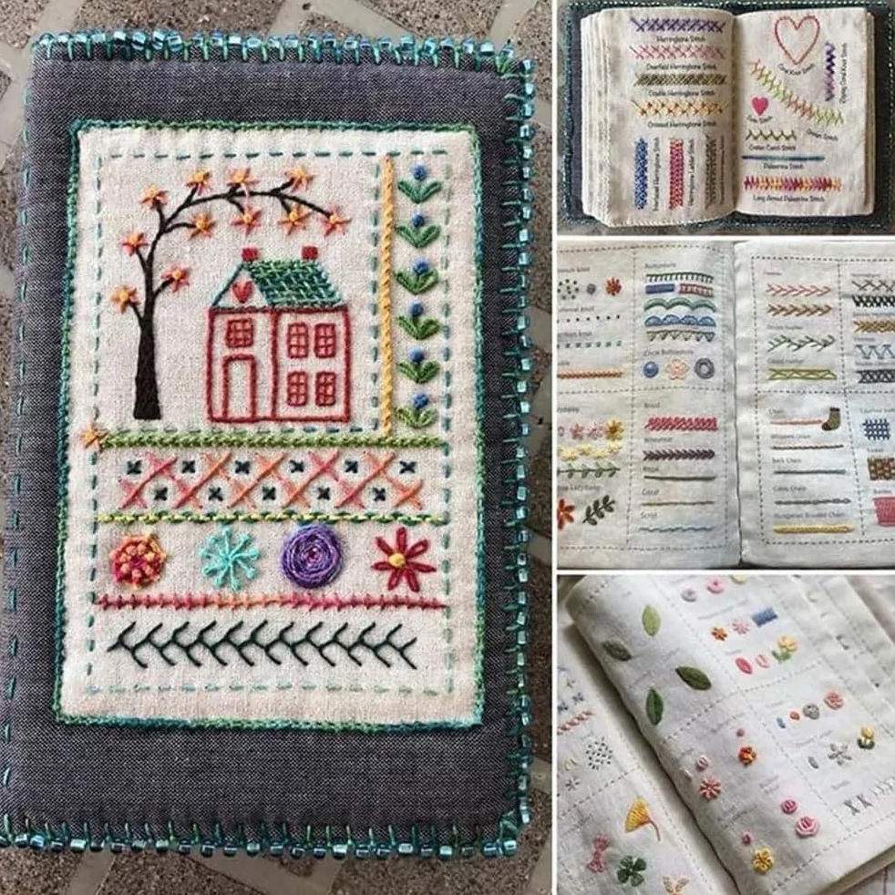 Libro De Bordado para Principiantes, Kit Practica Costura, Kit De Libro De Bordado DIY, Libro De Bordado Y Kit De Costura PortáTil, con Tutorial Y 106 Patrones