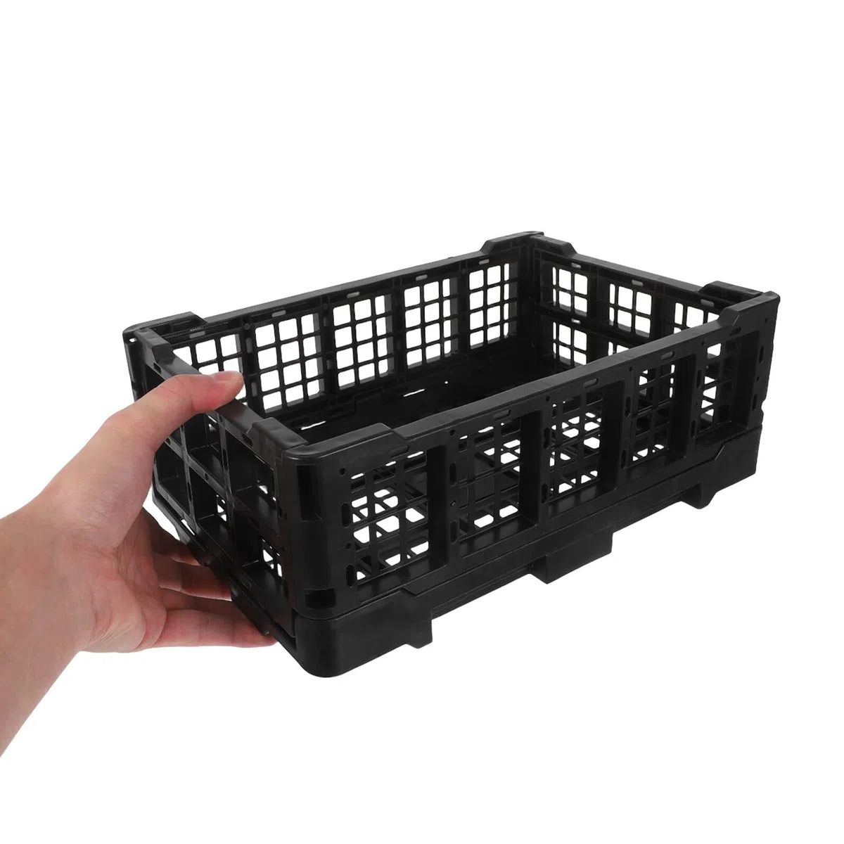 SHINEOFI Cesta de Plástico Plegable Negra de 2 Piezas para Baño y Oficina | Ligera y Plegable, Plástico Resistente, Formato Compacto para Armario y Estantes, Organización Práctica