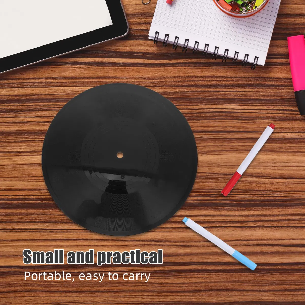 GLEAVI Disco de Vinilo Retro Negro de Plástico para DIY con Marcadores Incluidos, Ideal para Guestbook Alternatives y Decoración de Pared