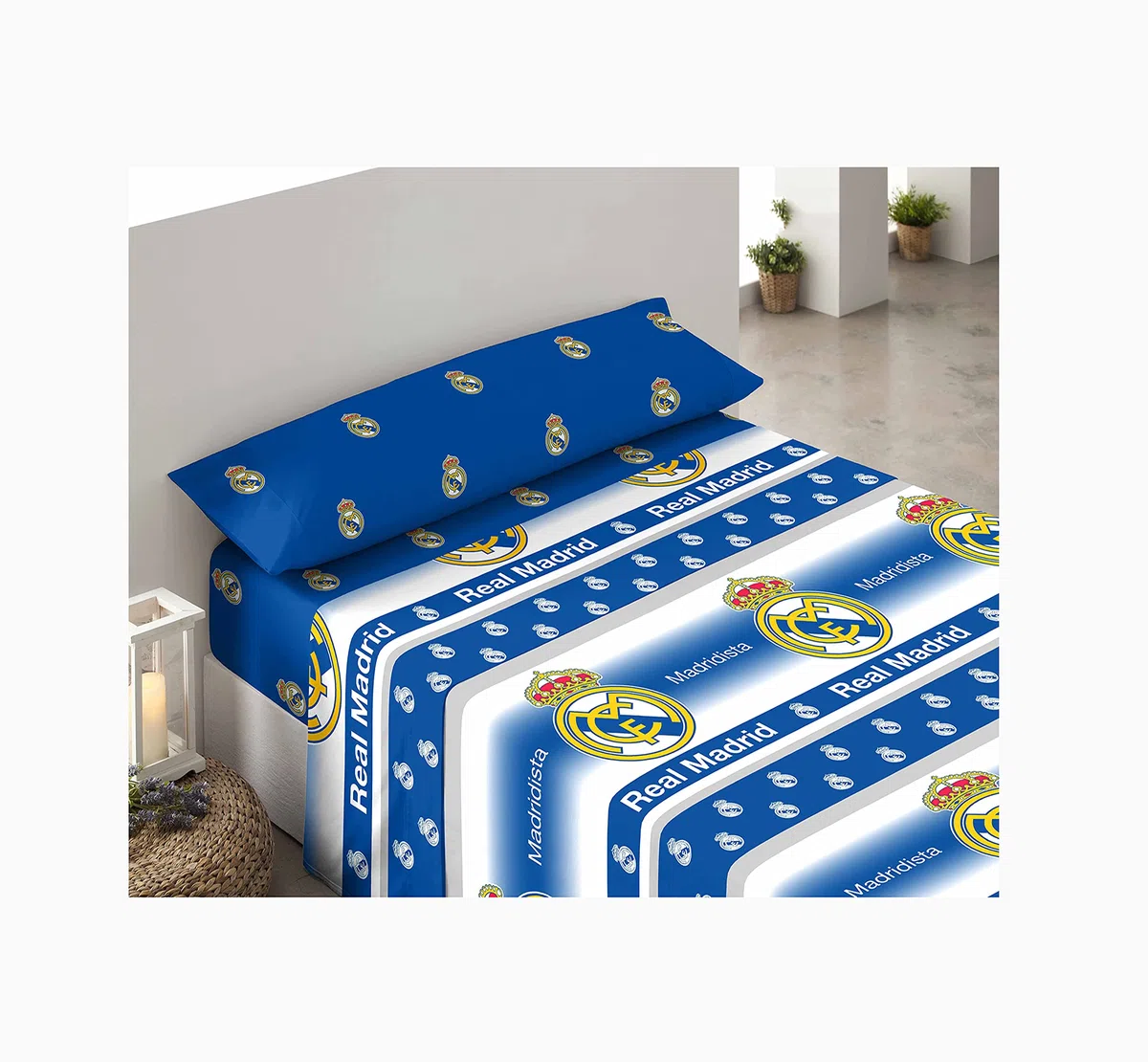 Juego de sábanas Real Madrid 3/Piezas, Medida: Cama de 135x200cm.