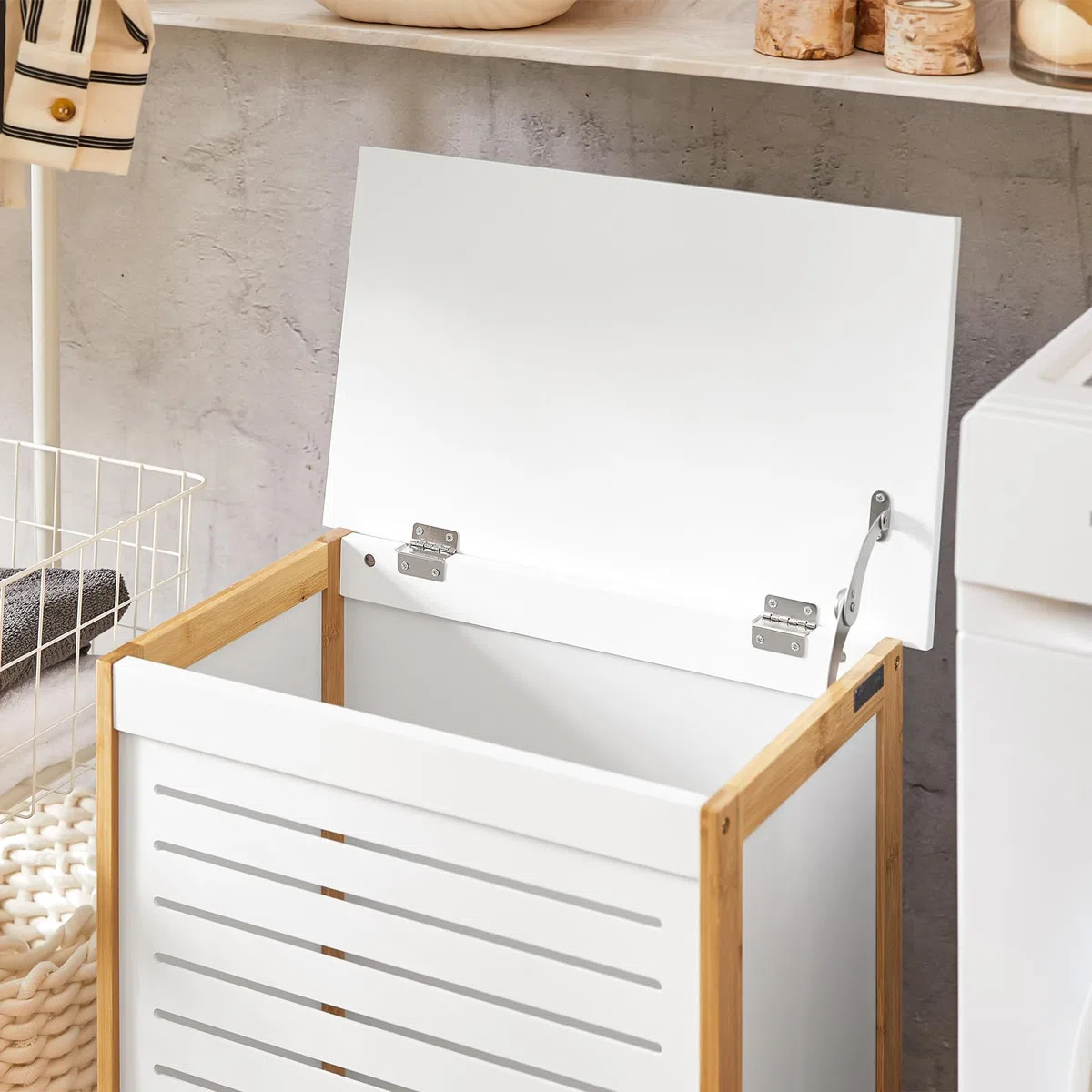 SoBuy Cesto para la Colada,Canasto para la Ropa Sucia,Amario para Baño,FSS66-WN,ES