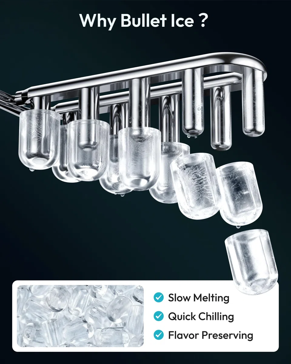 EUHOMY Máquina de cubitos de hielo de acero inoxidable, 24 cubitos de hielo en 13 minutos, 24 kg/24 h, máquina de hielo autolimpiable de 3,2 L con pala de hielo y cesta Blanca
