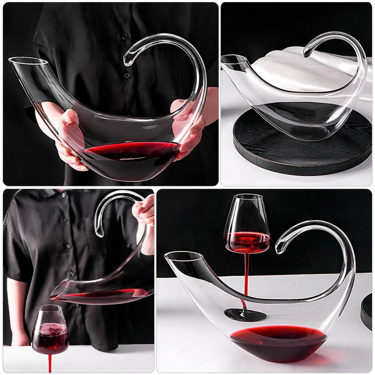 Cabilock Decantador de Vino Transparente Elegante de Vidrio Dispensador de Licor para Uso Doméstico Diseño Creativo y Duradero Jarra de Cristal Estilo Europeo para Almacenamiento