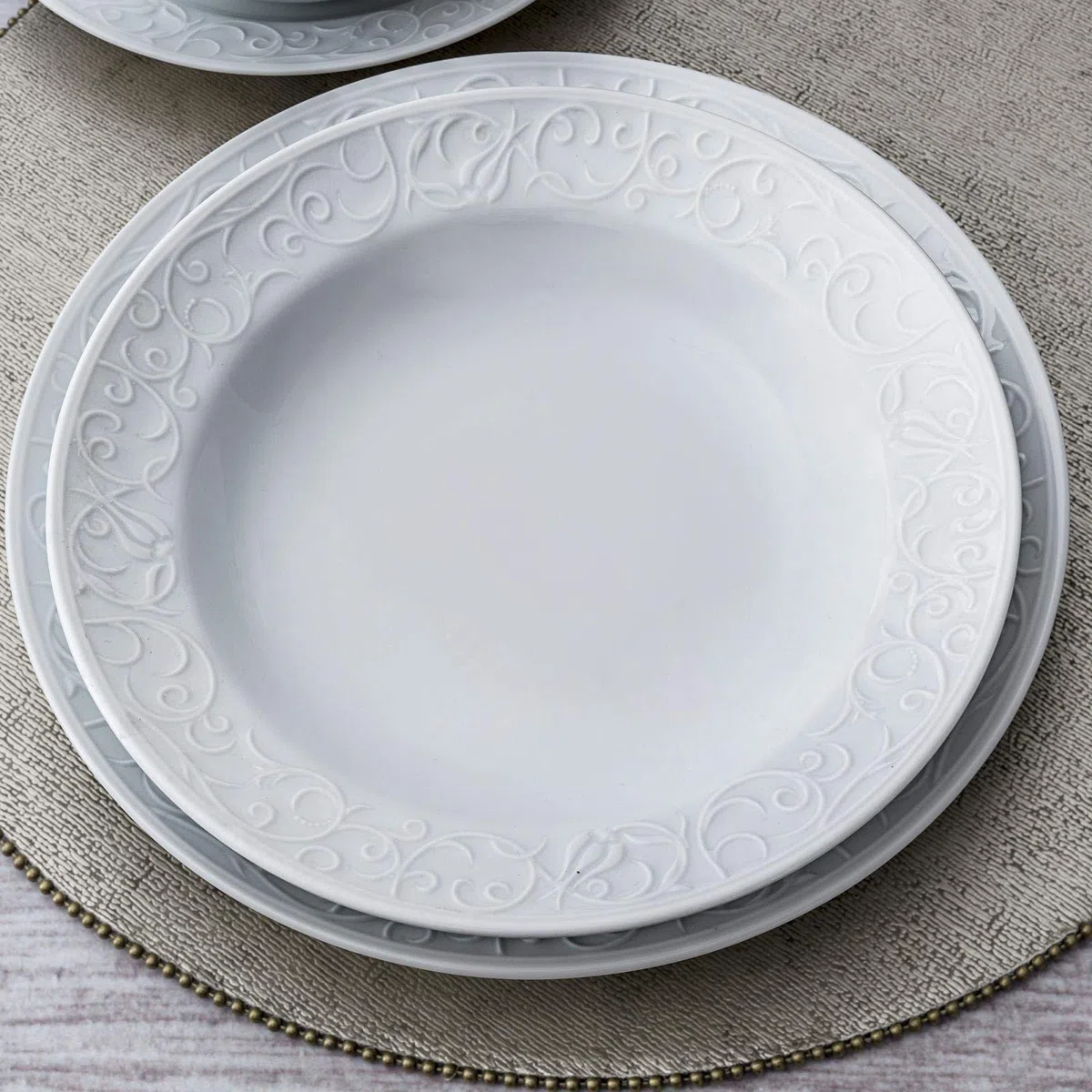 Vajilla Güral Porselen Bahar Dalı de porcelana, de 18 Piezas para 6 Personas – Vajilla Completa de Porcelana Blanca
