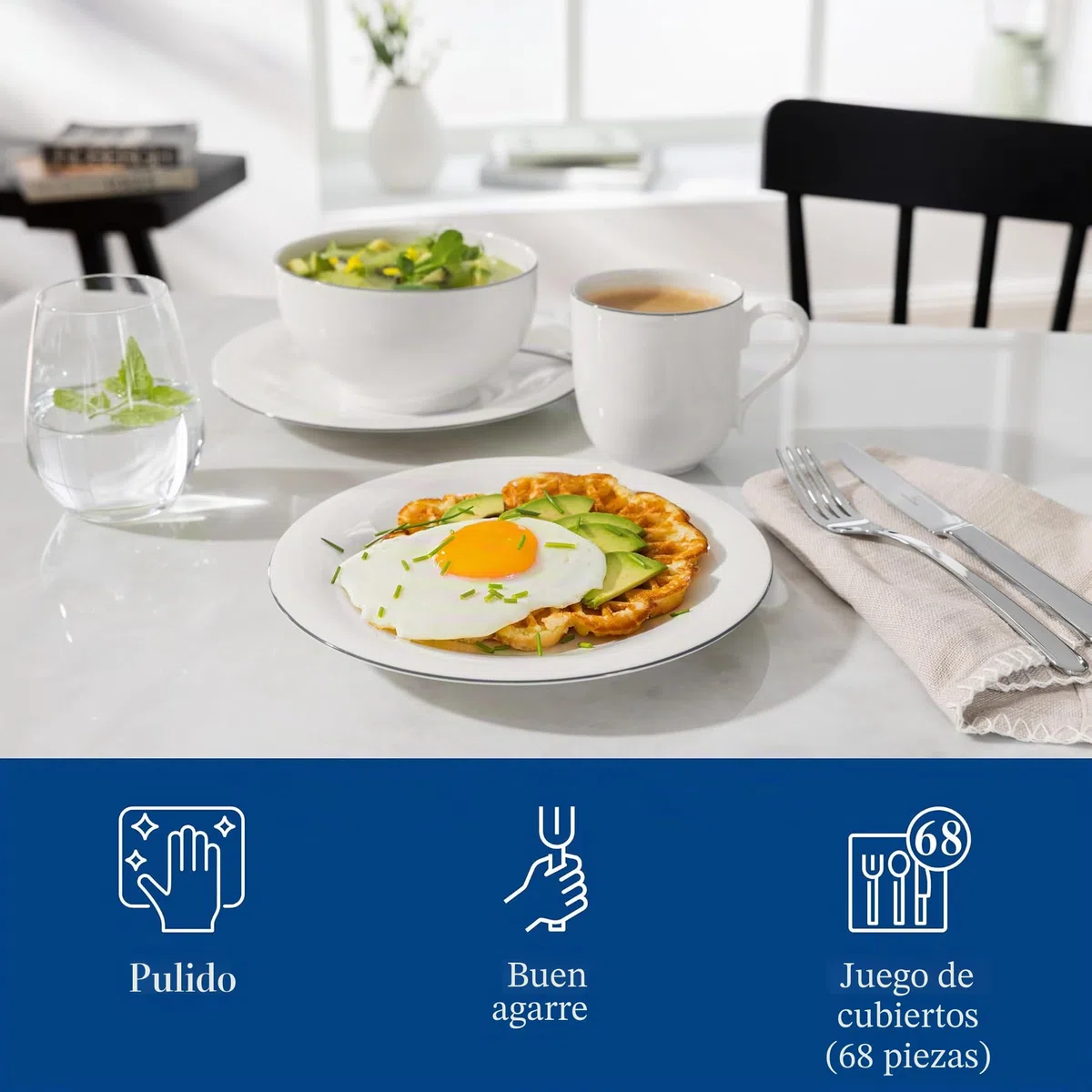 Villeroy & Boch Louis Cubiertos de mesa para 12 personas, 68 piezas, Acero inoxidable