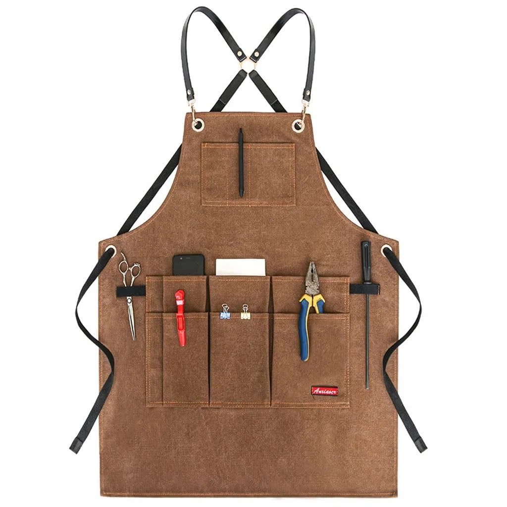 NEBE Delantal de camarero Delantal de lona gruesa hecho a mano for carpintero, jardinería, hombres y mujeres, pintura for niños al aire libre, monos de peluquería y manicura Delantales Delantal
