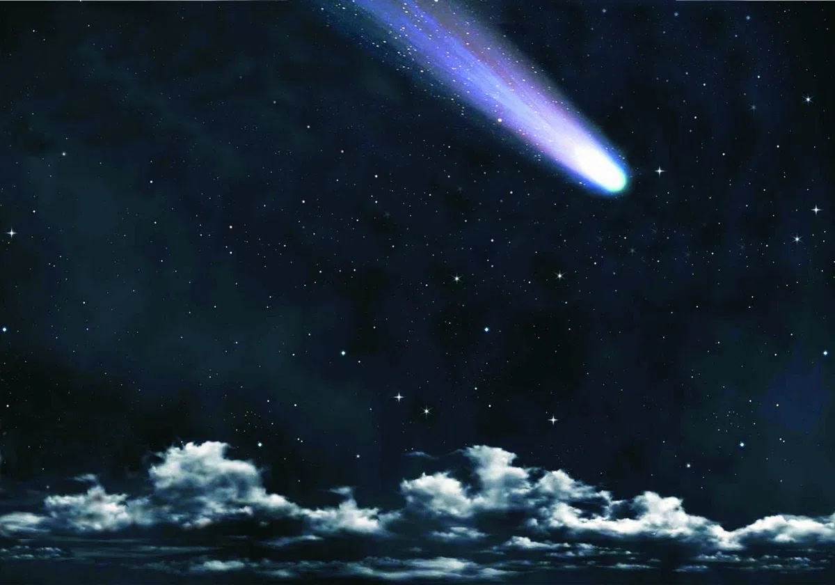 Cielo nocturno con cometa 100 x 70 cm para Belén