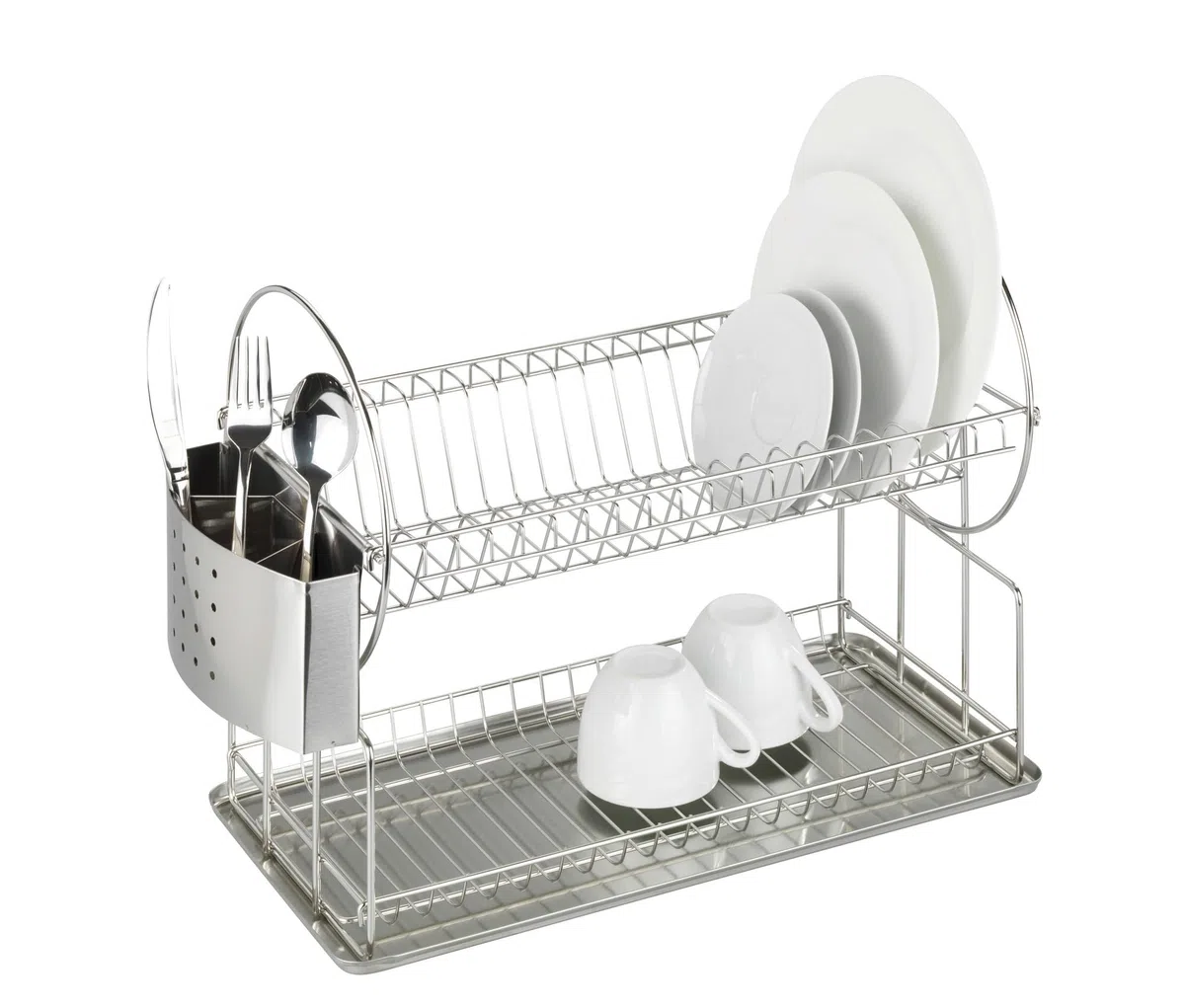 Wenko Escurreplatos Exclusiv Duo Acero INOX - escurridor, Acero Inoxidable, 21 x 33 x 49 cm, Plata Mate