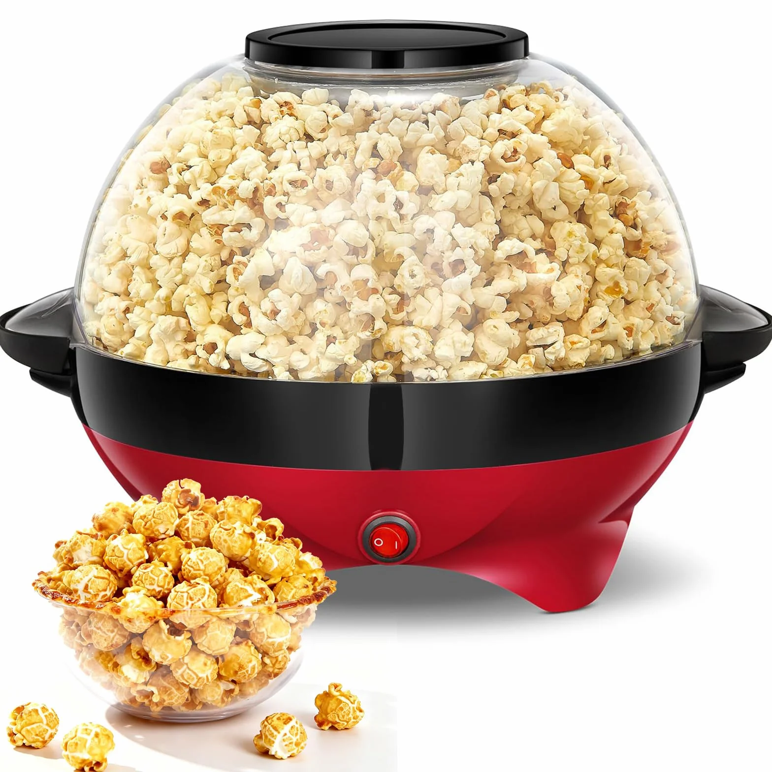 Cozary Palomitero, Máquina de Palomitas Casera de 5 Litros, Palomitera que Puede Agregar Azúcar y Aceite, Agitación Automática, Olla Antiadherente, Silenciosa y Rápida, Adecuado Para Cine en Casa