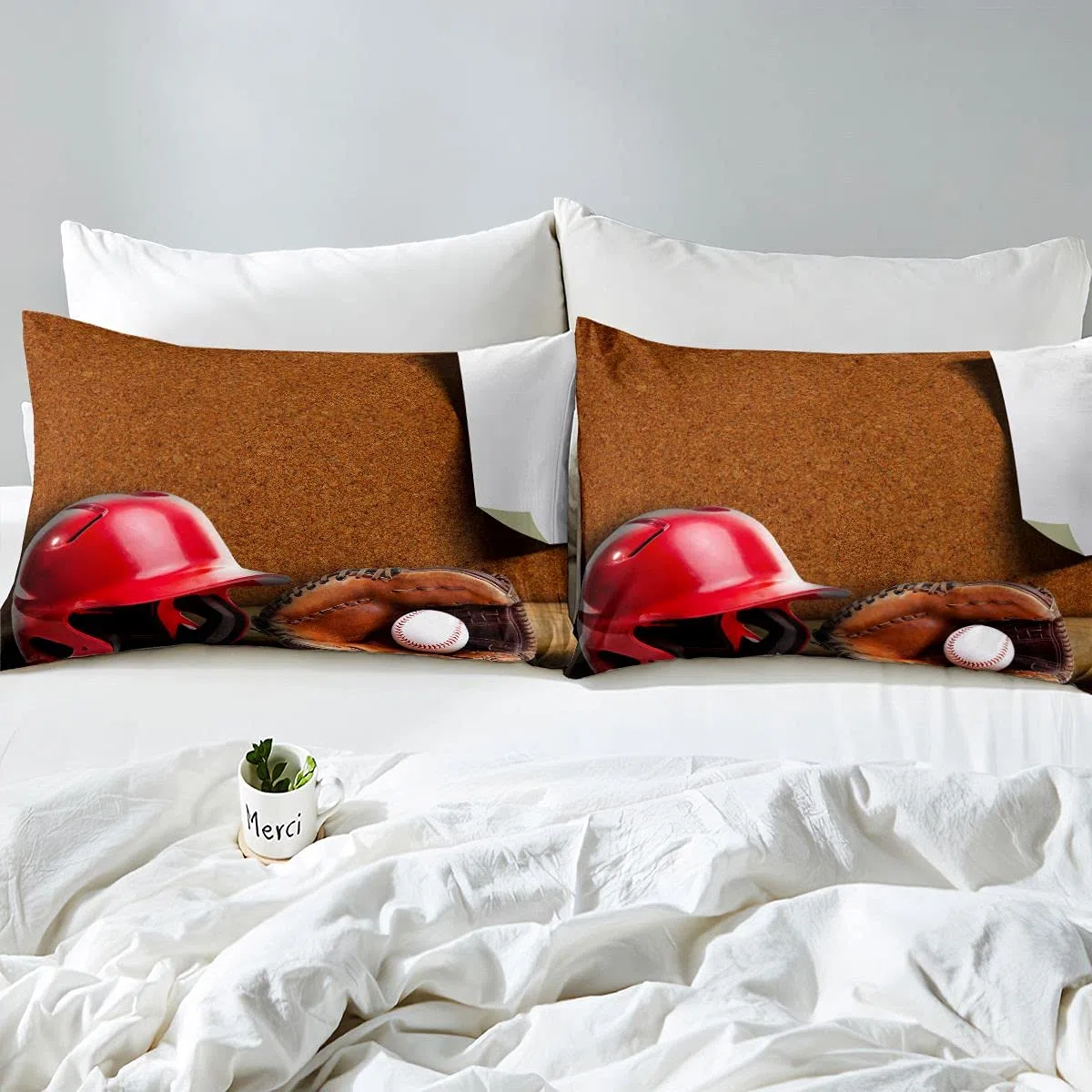 Juego de ropa de cama de béisbol para niños y niñas, equipo de pelota 3D ropa de cama y lino ultra suave cubierta de la colcha de la competencia marrón Super King cremallera