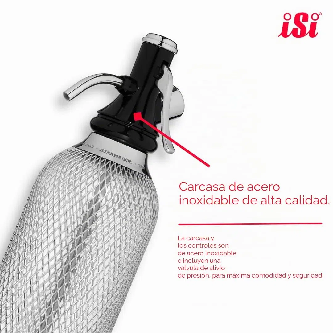 iSi Soda Maker Classic - Set de regalo (incluye 2 vasos y 10 cápsulas de soda, sifón de soda, 1,0 l, acero inoxidable, accesorio de bar para agua con burbuja
