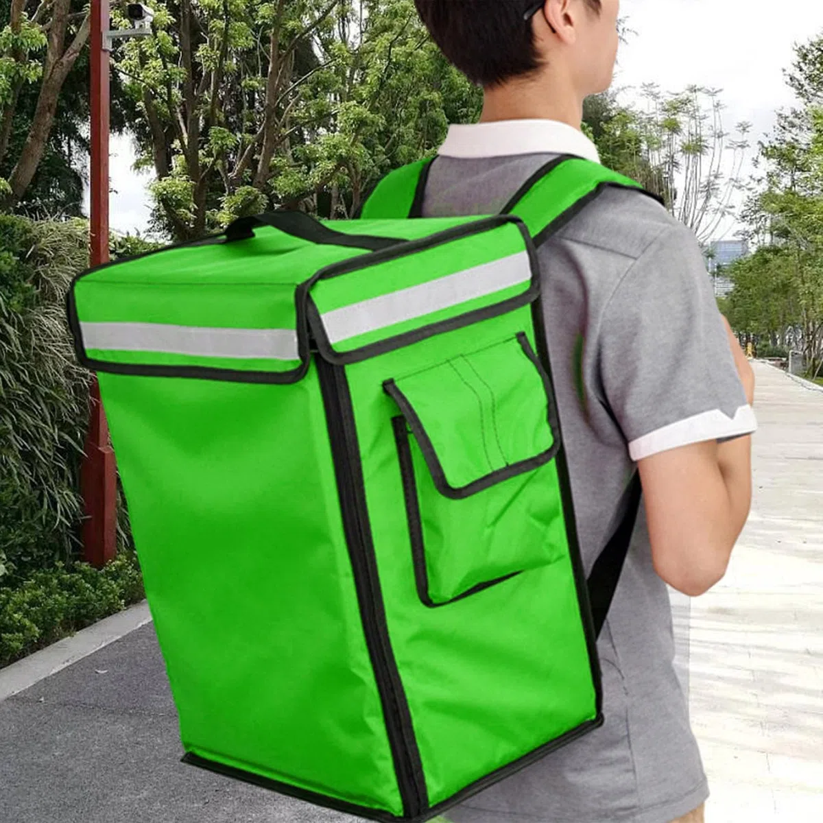 Sharplace Mochila Isotérmica para Reparto de Comida, Bolsa Térmica para Alimentos Fríos Y Calientes, Bolsillos de Malla, Bolsas para Reparto de Pizza, Calentado, Verde, Individual