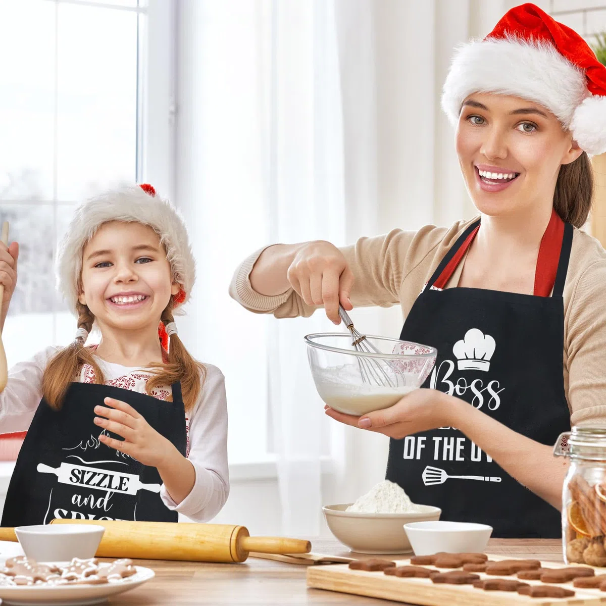 Sliner 12 delantales divertidos de cocina para hornear para mujer con bolsillos, citas divertidas, delantales de cocina para mujer, delantal de bolsillo negro, para Navidad, esposa, día de la madre,