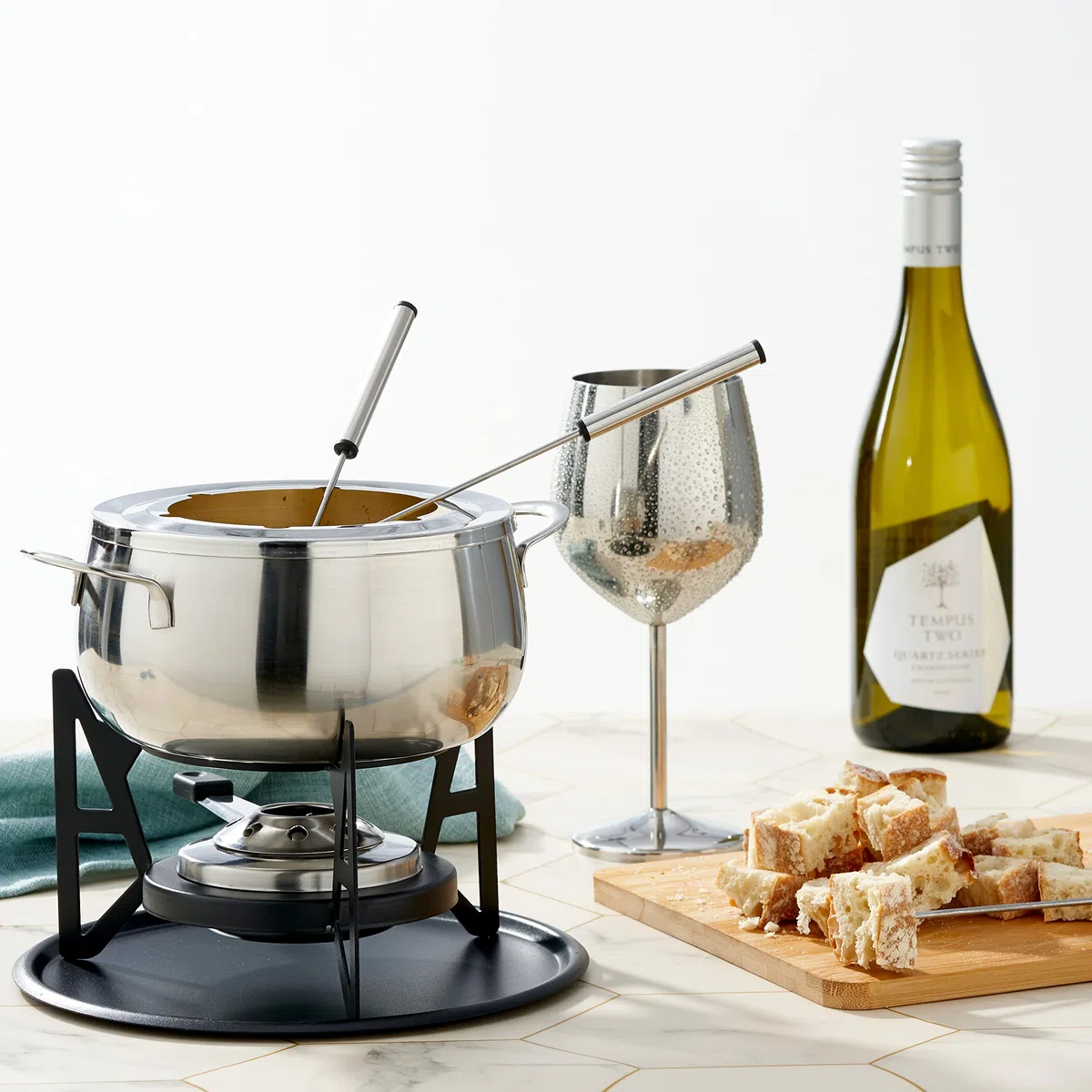 OS Oak & Steel ENGLAND Juego de Fondue de Lujo de 10 Piezas: Acero Inoxidable de Primera Calidad para una Experiencia Gastronómica Única - Regalo Ideal para Bodas, Novios y Aniversarios