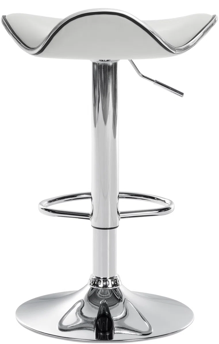 CLP Taburete Alto de Cocina Shanghai en Polipiel I Silla de Bar giratoria Regulable en Altura con Base metálica, Color:Blanco, Material del Soporte:Hierro Cromado