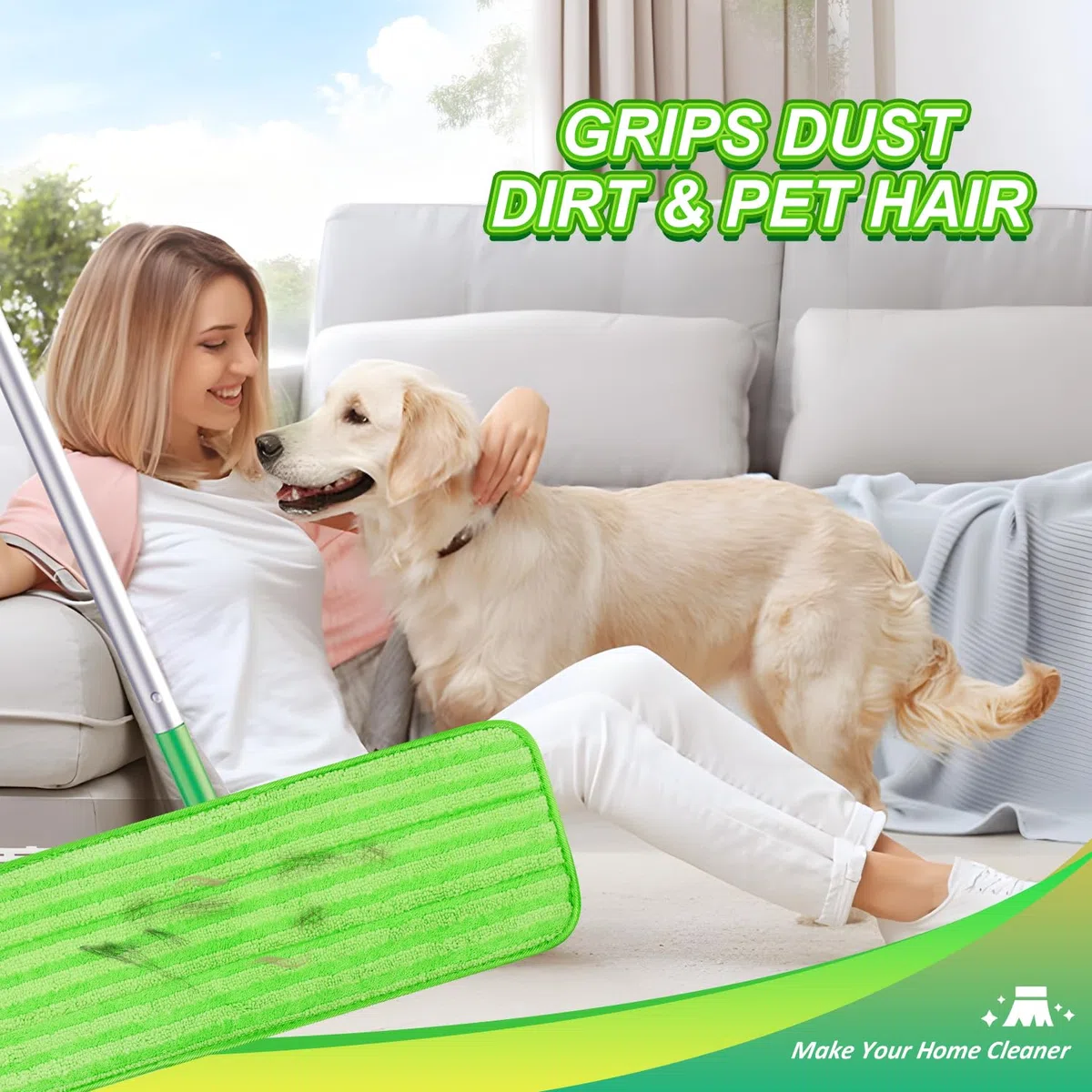 Paquete de 4 almohadillas de microfibra para fregonas Swiffer XL, paños reutilizables para trapear húmedos y secos compatibles con Swiffer Sweeper XL, repuestos de fregona XL lavables para todas las