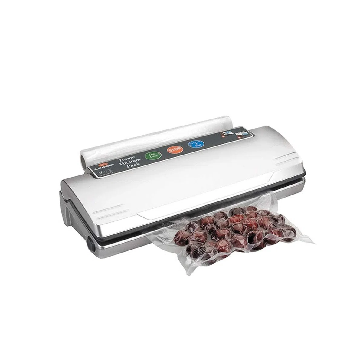 LACOR - 69050 - Envasadora al vacío doméstica, Máquina de vacío, Selladora de alimentos Automático y/o Manual, Especial para Conservar Alimentos Secos y Duros, Potencia: 110W, Acero Inoxidable, Gris