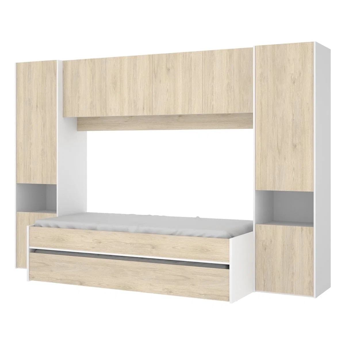 DEKIT - Pack Ahorro Juvenil Dormitorio Puente Kwai, 1 somier Lama Ancha y 2 colchones viscoelásticos Nova 90 x 190 cm