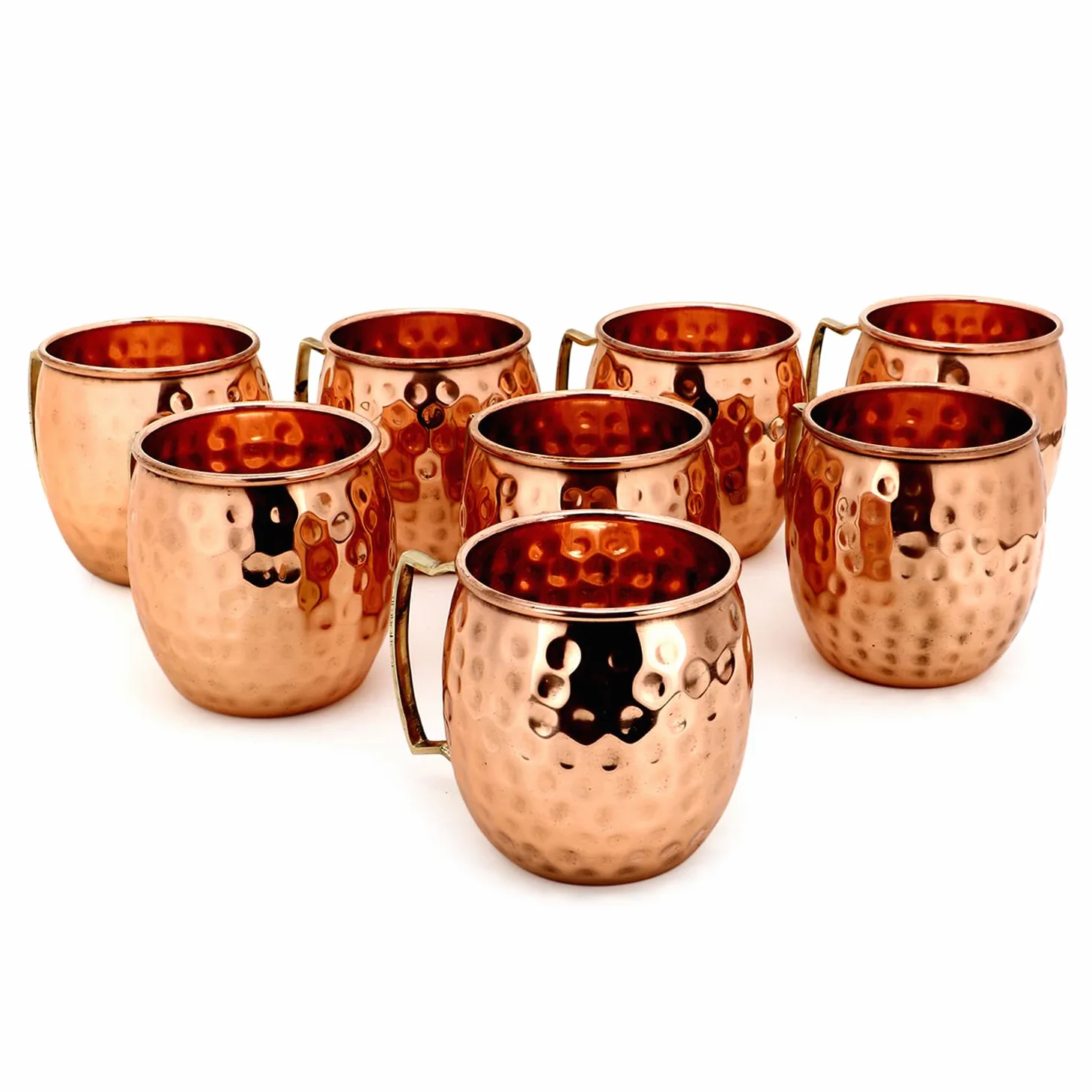 Zap Impex Juego de tazas de cobre Moscow Mule 8-100% cobre sólido puro hecho a mano de grado alimenticio vaso de cobre de 16 onzas