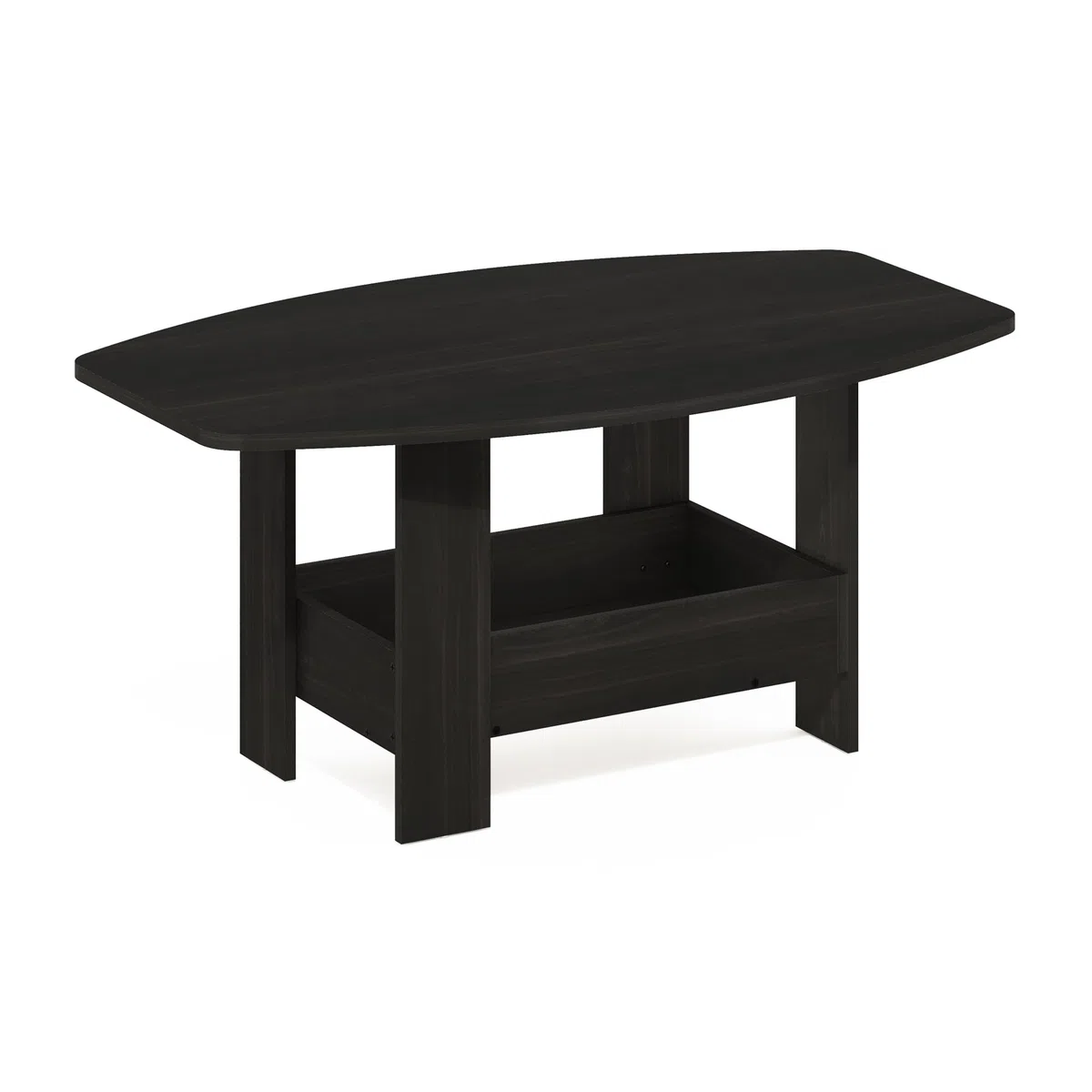 Furinno Simple Design Mesa de Centro de 2 Niveles con Estante Inferior; Mesa Auxiliar esquinera Redonda; para Sala, Dormitorio u Oficina en casa; Color Espresso