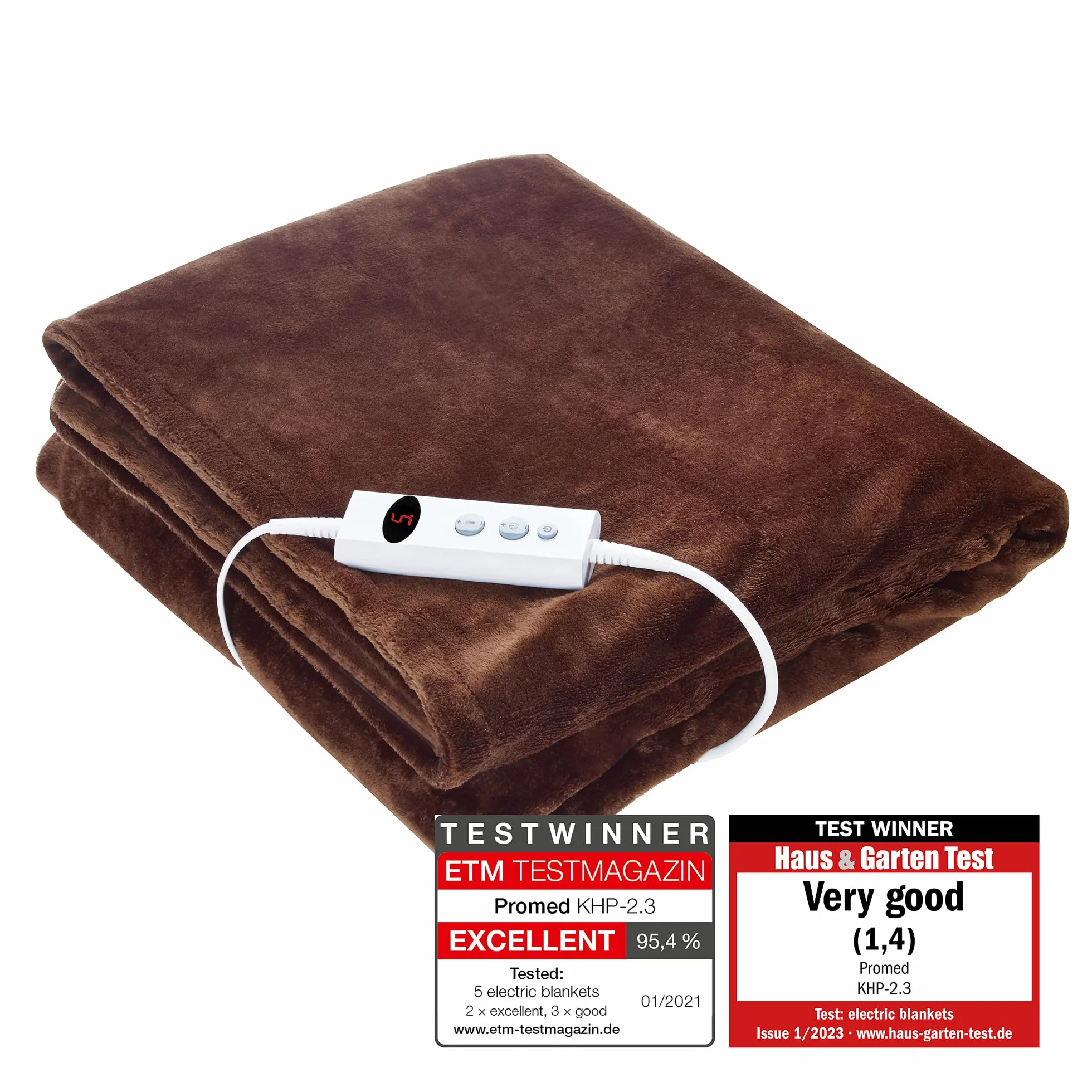Promed Manta eléctrica lavable con apagado automático, manta eléctrica acogedora, aproximadamente 180 x 130 cm con 10 niveles de temperatura, manta cálida para cuello, hombros y espalda