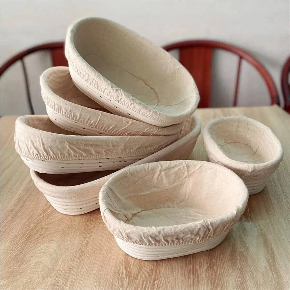 Cestas ovaladas de fermentación pan, cesta Banneton masa madre ratán portátil, cestas tejidas a prueba, herramientas cocina Para Pan(L)
