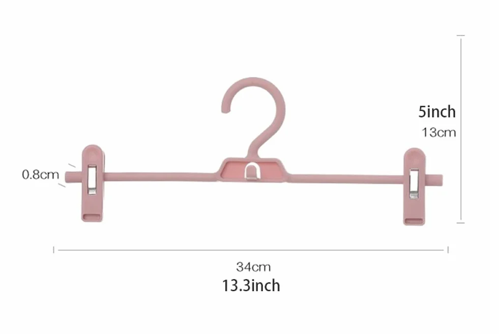 Perchas Camisas Perchas para Pantalones, Perchas para Faldas, Perchero con Clips, Perchas De Plástico con Pinza para Pantalones para Trabajo Pesado, Ultrafinas Hombros para Perchas(Pink,10 Pcs)