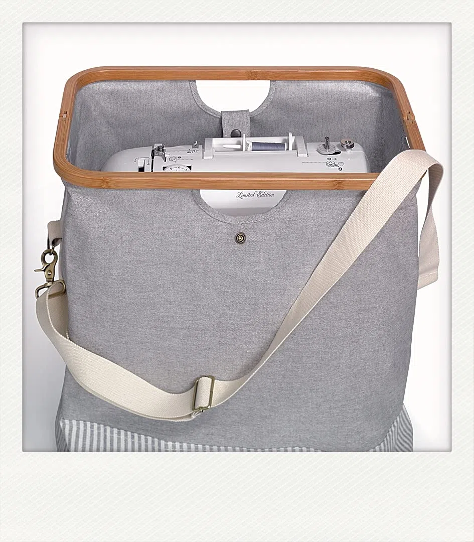 Prym 612561 Store & Travel Bag Canvas & Bamboo M Grey Bolsa de Viaje Lona y bambú, Gris, 45 x 30 x 50 cm