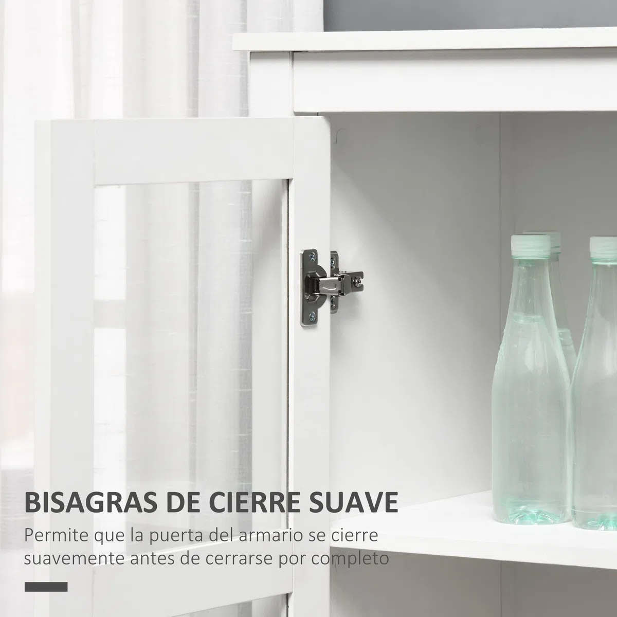 HOMCOM Vitrina de Salón Aparador de Cocina 2 Puertas 80x40x160 cm Blanco | Vidrio Templado, 3 Estantes, 2 Cajones, Bisagras de Cierre Suave, para Comedor Oficina