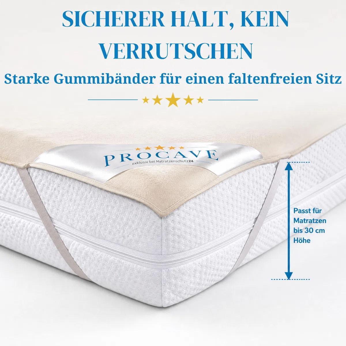 PROCAVE Funda de Molton para colchón, Protección colchón 100% algodón, Protector para la Cama, Made in Germany, 200x220cm