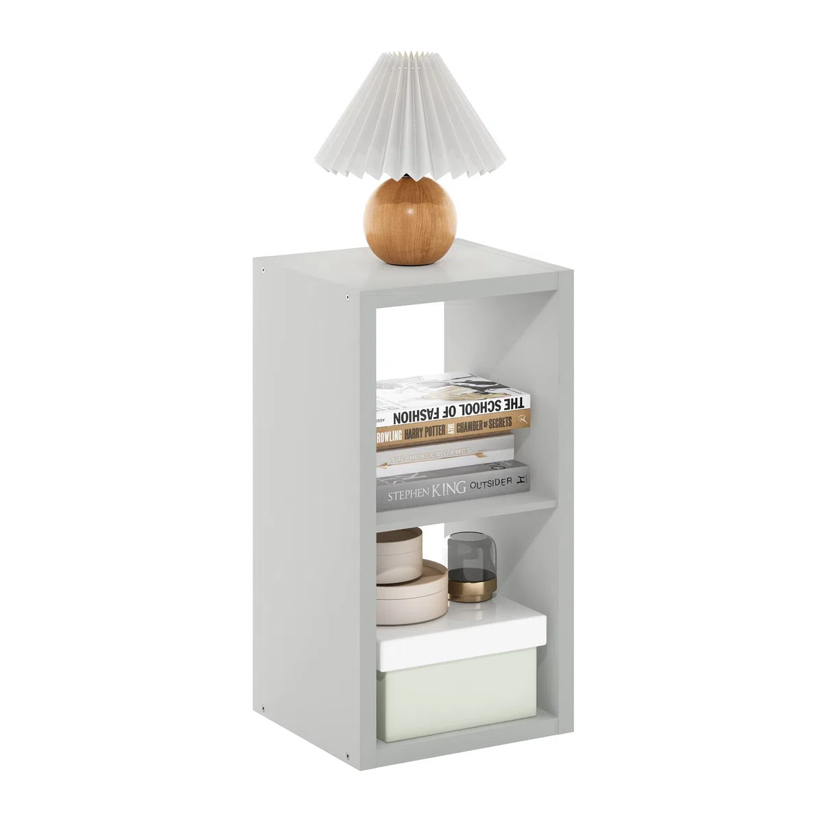 Furinno Cubículo Organizador de Almacenamiento Decorativo con Parte Trasera Abierta, 2 Cubos, Gris Claro