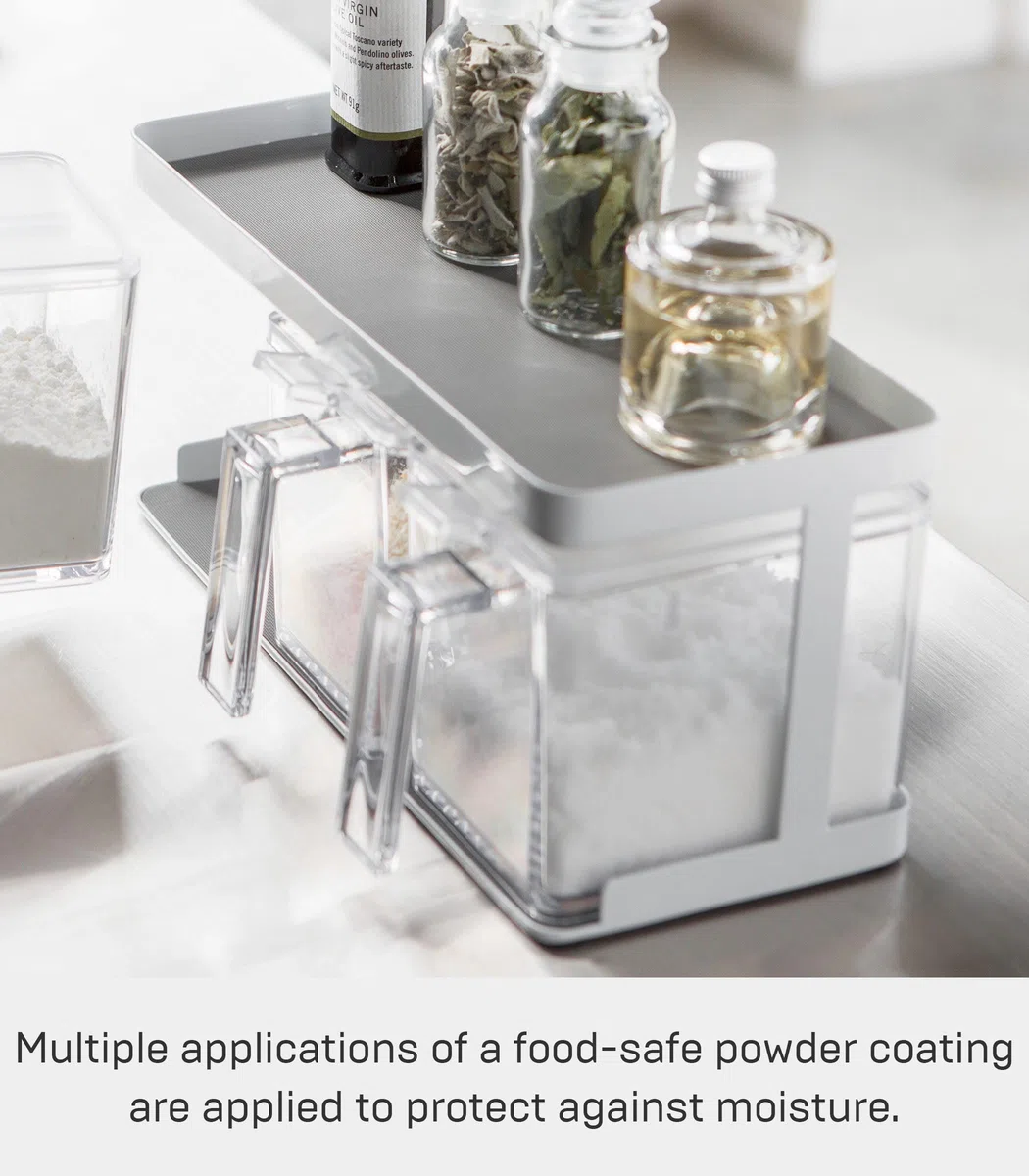 YAMAZAKI 3343 TOWER Spice Bottles X3 & Rack, white, PS Resin/Steel, 27.5 x 11.5 x 13.5 cm