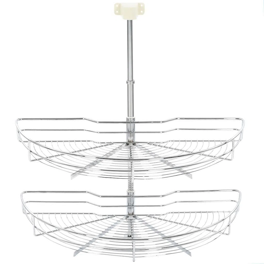 Cesta de alambre de cocina de 2 niveles, galvanizada, 75 x 38 x 80 cm, con función giratoria de 180 grados y accesorios de montaje para ahorrar espacio para guardar cubiertos, cucharas de