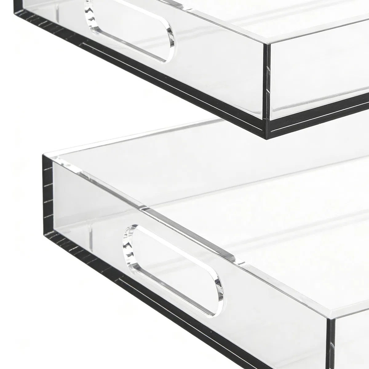 Bandejas de acrílico para exhibición 2 Piezas Grandes Claras a Prueba de | Organizador Rectangular Antiderrames para Snacks, Cafetería, Comedor, Postres, Mesas de Centro y