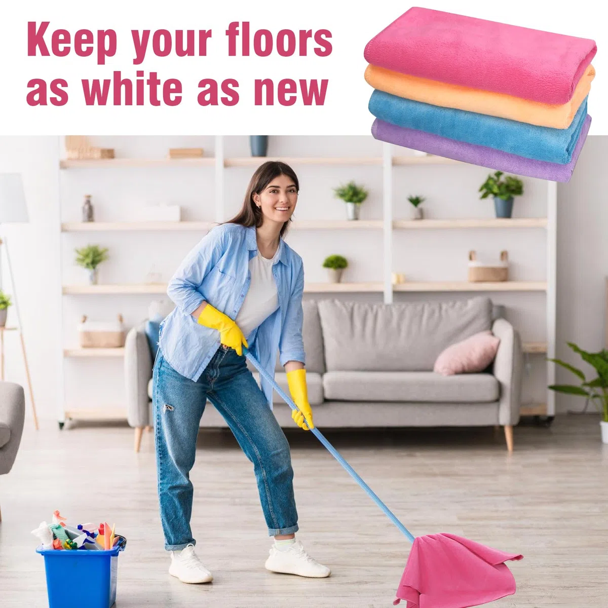 4 paños de limpieza de microfibra extragrandes de 30 x 20 pulgadas, reutilizables, gruesos, lavables, toallas de microfibra de color sólido para el hogar, oficina, ventana, coches, vidrio, 4