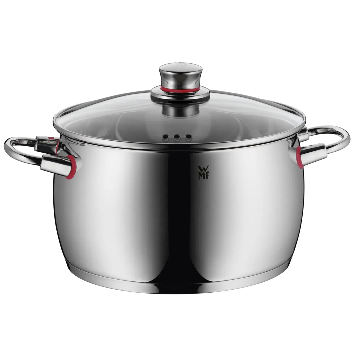 WMF Quaity One - Batería de Cocina 9 Piezas, Acero Inoxidable Apto para Inducción, 1 Cacerola Baja de 20 cm, 3 Cacerolas Altas de 16 cm, 20 cm y 24 cm, 1 Cazo 16 cm con 4 Tapas de Cristal