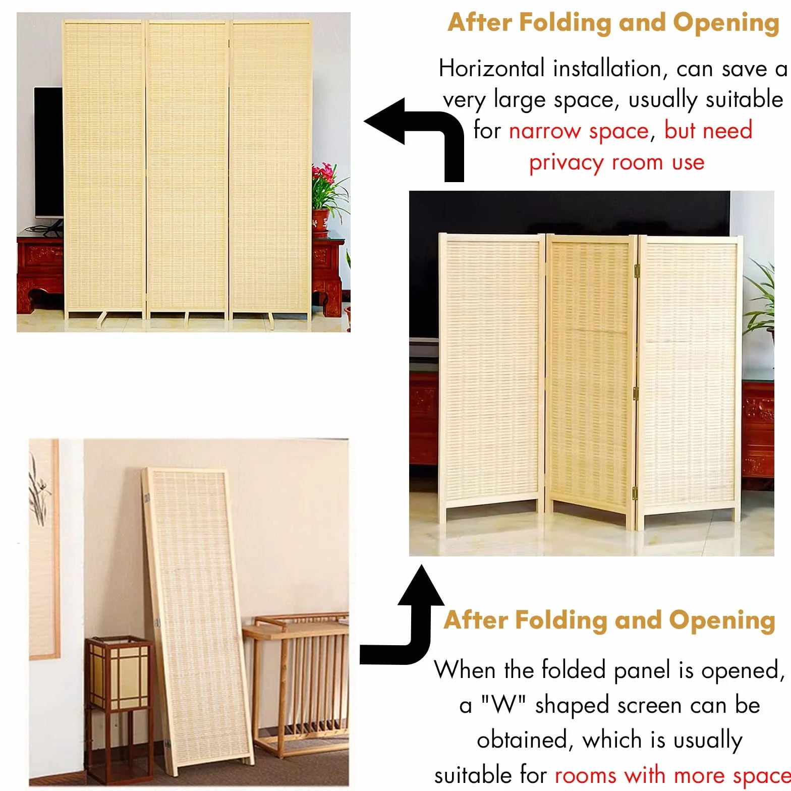 Separador de habitación de bambú ultra alto de 180 cm, para cambiar de ropa, balcón, biombos retráctiles japonés/chinos