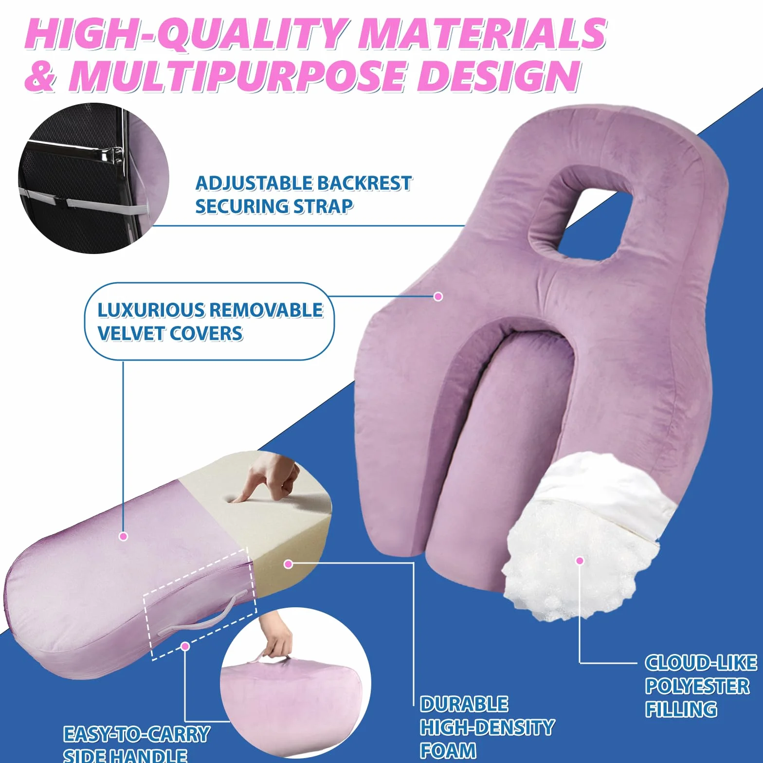 Juego de almohadas ortopédicas BBL – Almohada de recuperación postoperatoria para dormir, sentarse y aliviar el dolor de espalda boca abajo