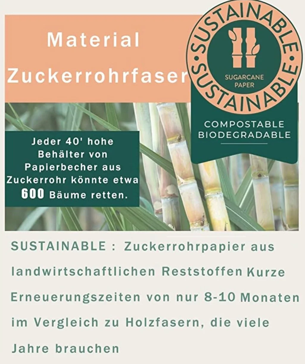 500 vasos de papel de doble pared orgánicos, 200 ml, para bebidas calientes y bebidas frías, café para llevar, vasos de café ecológicos, desechables, biodegradables