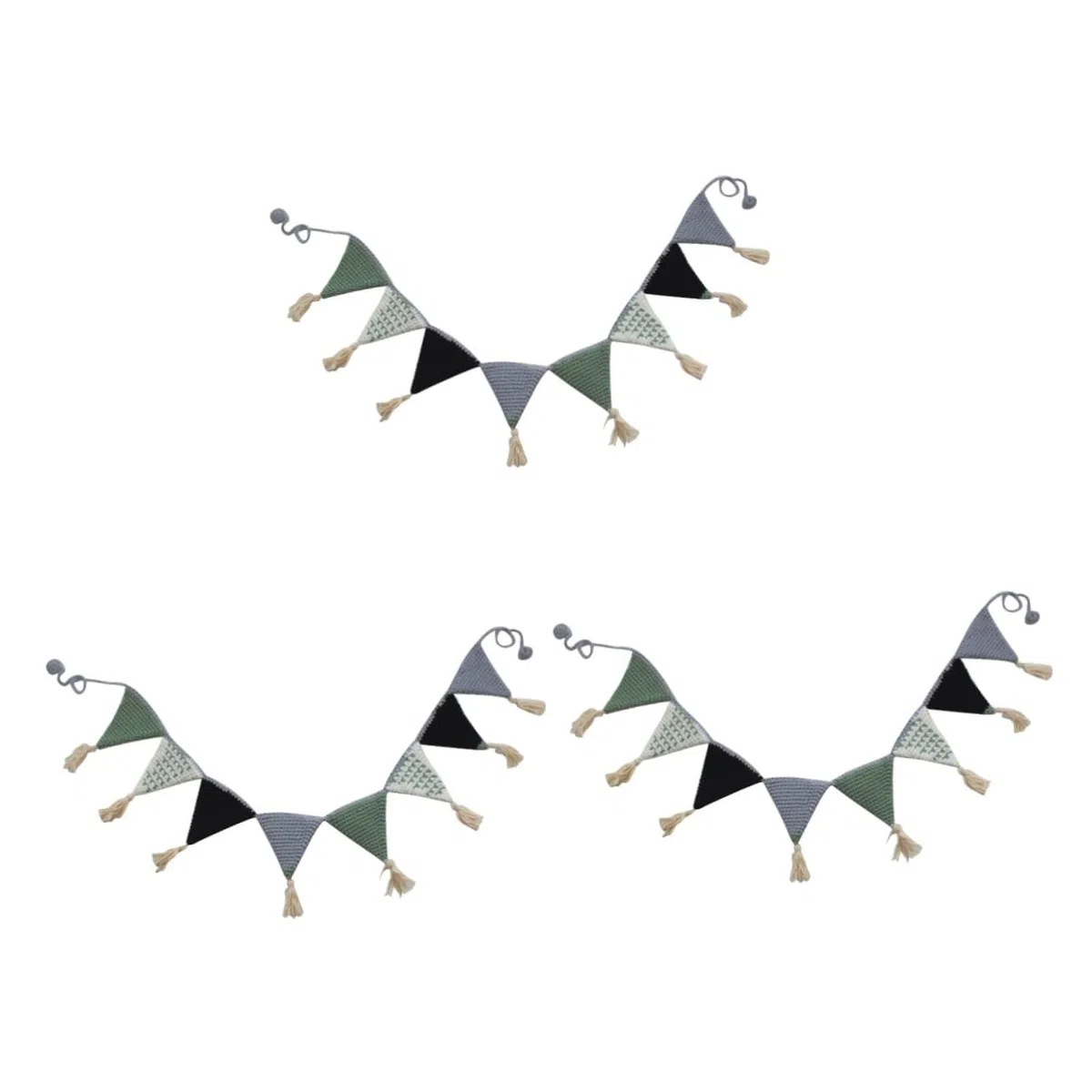 Toyvian 3 Piezas De Decoración De Entrada Decoración De Entrada Banderines Triangulares Banderines De Algodón De Ganchillo Banderines Colgantes para Fiestas Banderines Guirnaldas