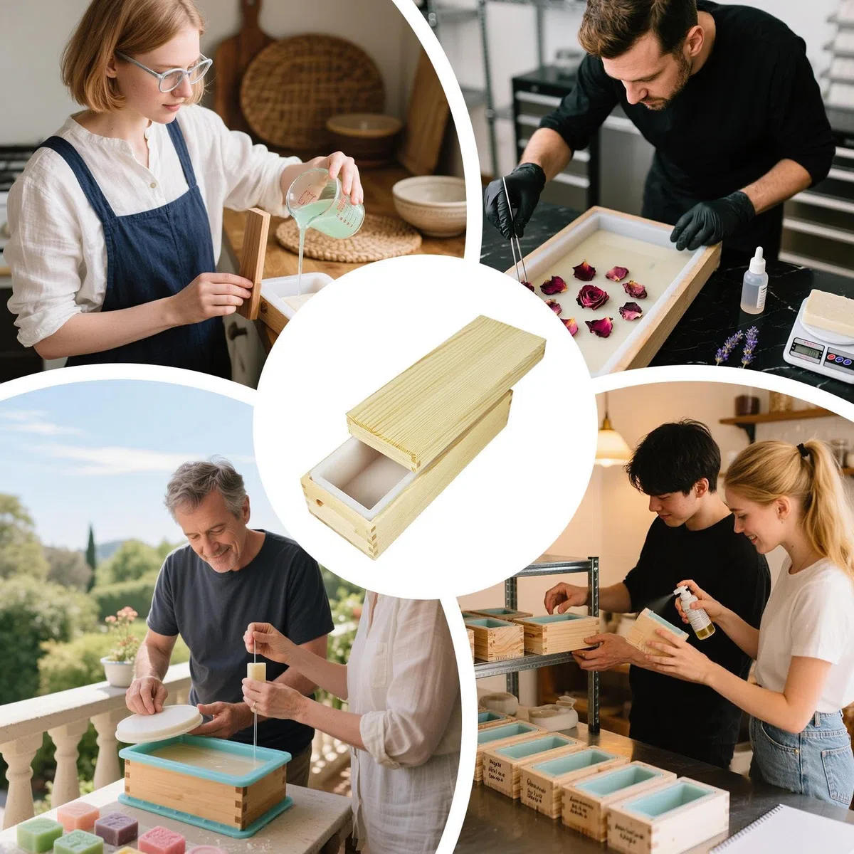 Molde De Pan De Jabón 1300 ml Kit DIY Antiadherente Fácil Desmoldeo, | Molde Rectangular Flexible De Silicona Con De Madera Para Jabón Para Chocolate, Pasteles Y Pudín Hec