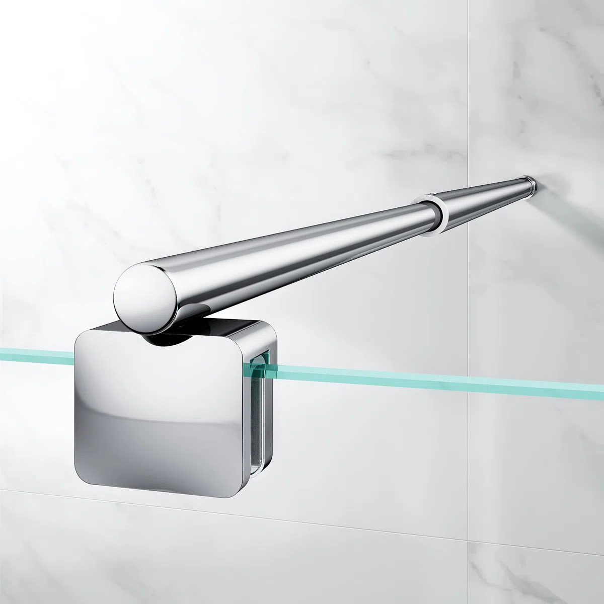 Barra de soporte telescópica de pared para mampara de ducha, ajustable de 68,5 a 127,8 cm (desde la pared hasta el borde interior del vidrio), para vidrio de 6-10 mm, cromo | Fabricado con acero inoxidable 304, adecuado para vidrio de 6-10 mm y permite un
