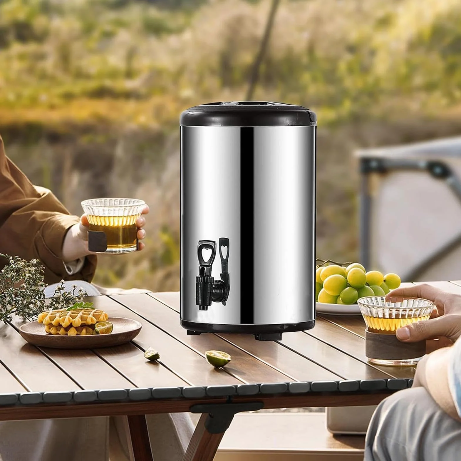 Dispensador de Bebidas Aislado Con Grifo Y Recipiente De Doble Pared | Dispensador de Café de Acero Inoxidable de Gran Capacidad para para bebidas frías y calientes, , té, leche, camping