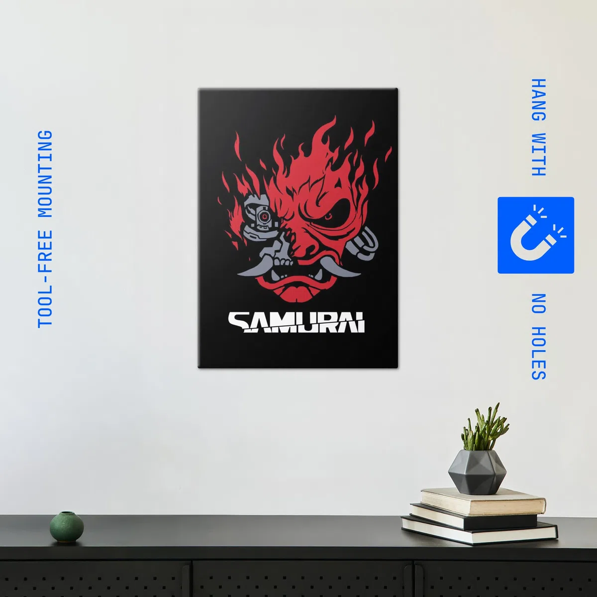 Displate - Póster de Metal - Montado con Imán - Cyberpunk 2077 - Samurai